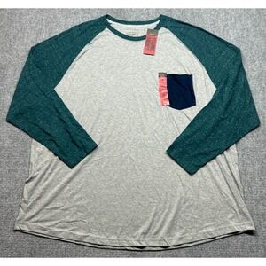 The Foundry Supply Co T-Shirt Mens 4XL Teal Snow Long Sleeve Crew Neck New